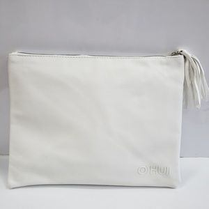 New) OHUI CLUTCH / MAKE UP BAG 11.5 X 9" WHITE
